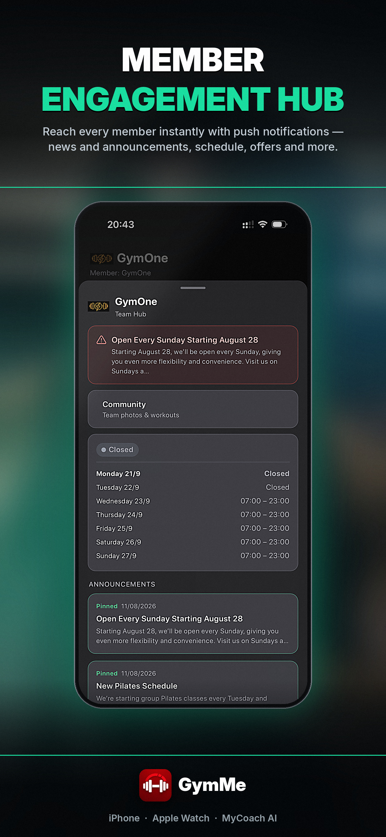 GymMe: member engagement hub