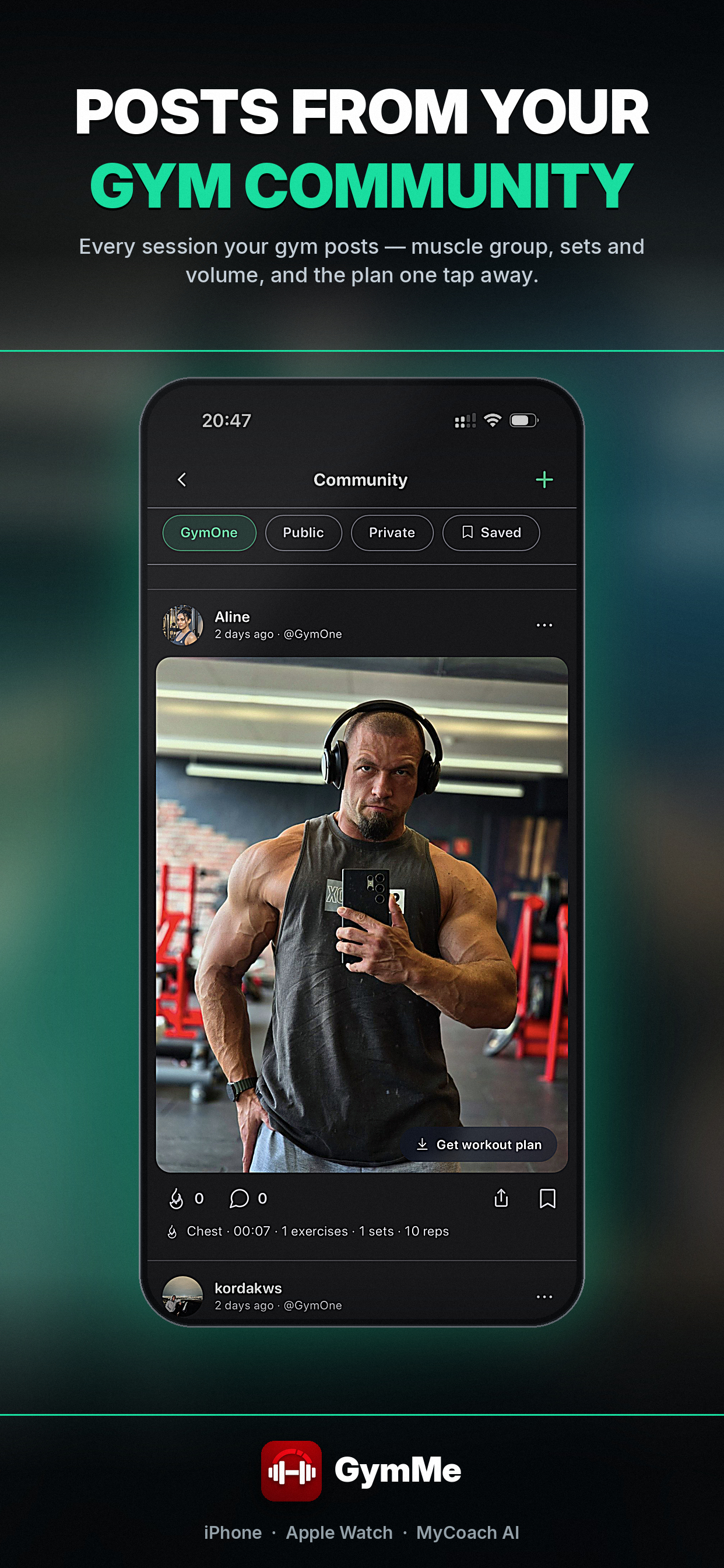 GymMe: posts from your gym community